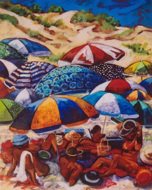 Bevy of Brollies at The Basin, Rottnest