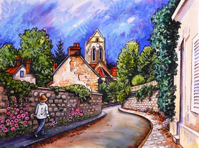 Rue du Montcel and the Church of Auvers