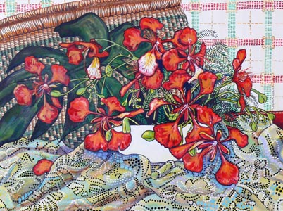 Poincianas and an African Basket