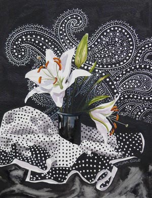 White Lilies and a Spotted Scarf