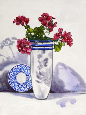 Geraniums and an English Saucer