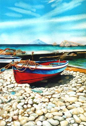 Red Fishing Boat, Panarea, and Stromboli.