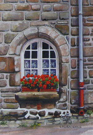 White Arched Window & Drainpipe