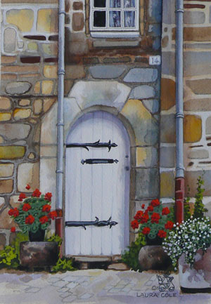 White Arched Door with Hinges